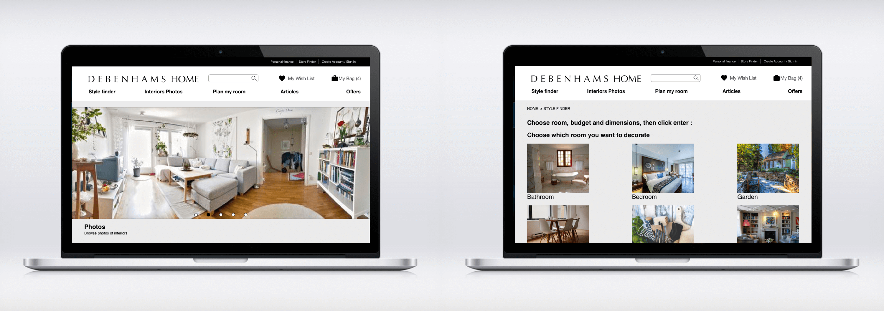 Debenhams - Final Wireframes