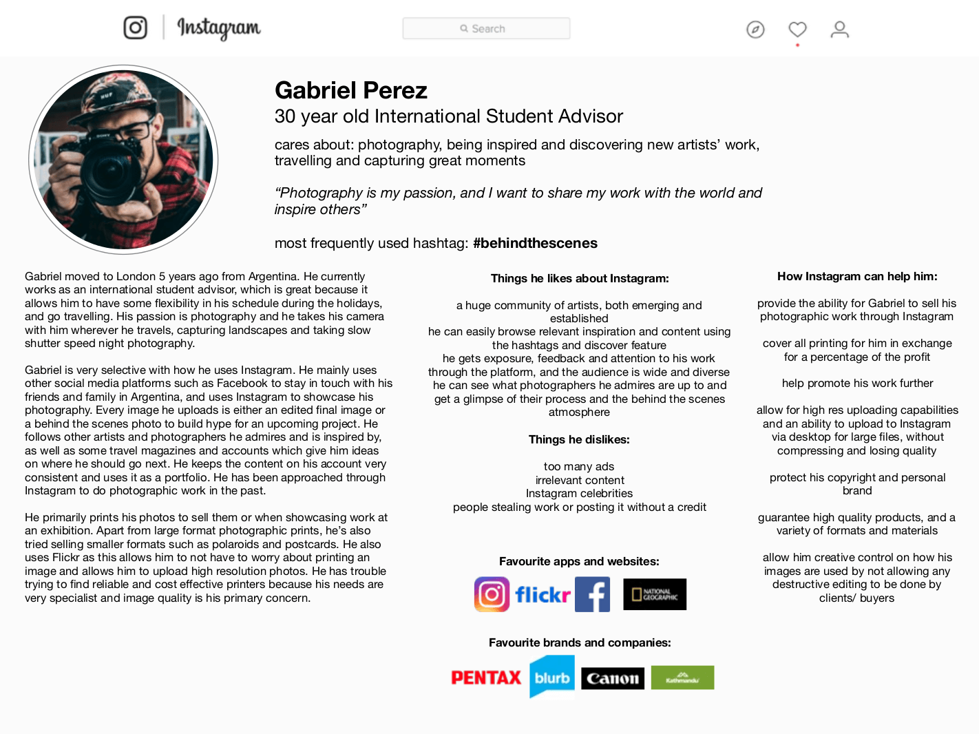 Instaprint - Persona - Gabriel